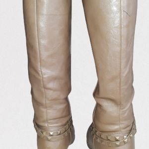 Tan Rhinestone Belted Boots Size 8